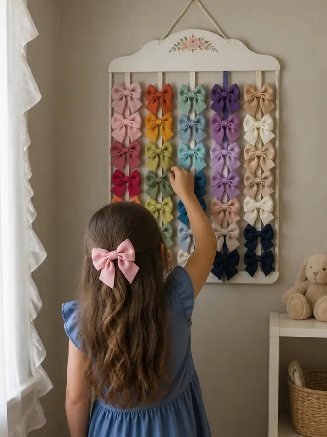 Bow holder in a girl's room