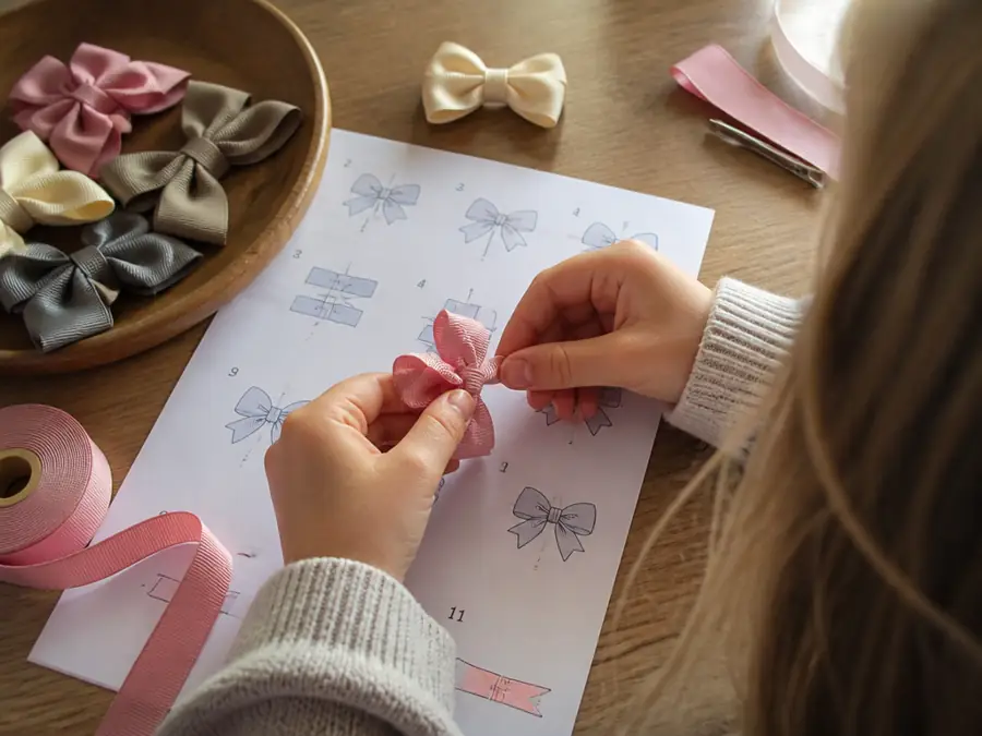 Folding ribbon loops on the template